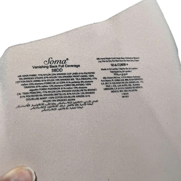 Soma Bra Vanishing Back Full Coverage Size 38DD Light Pink Lilac Pale Rose - Picture 7 of 7